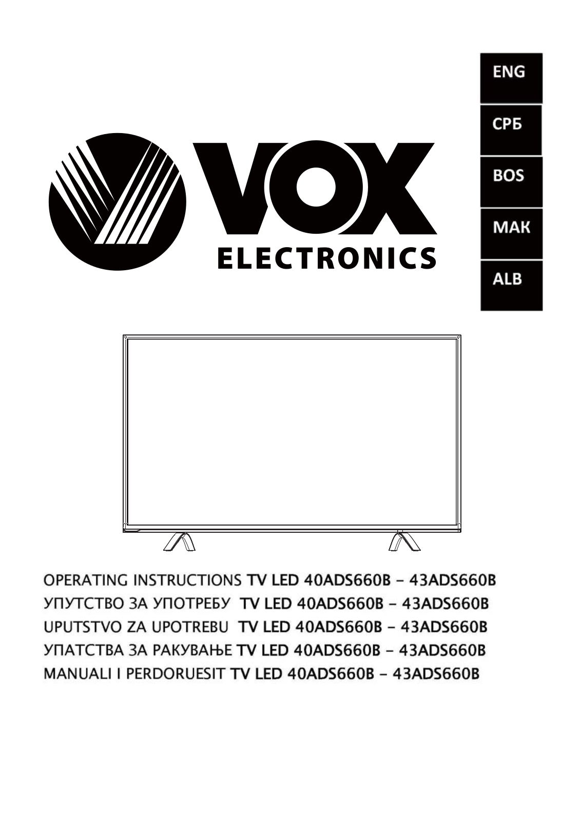 VOX electronics 40ADS660B, 43ADS660B Operating Instructions Manual