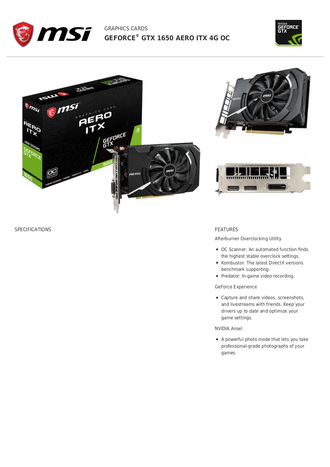 MSI GTX 1650 Aero ITX 4G OC Service Manual