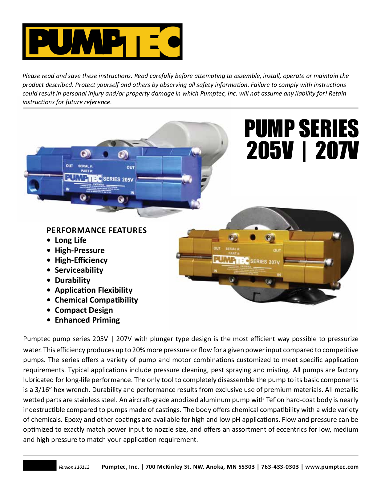 Pumptec 207V User Manual - ManualMachine.com