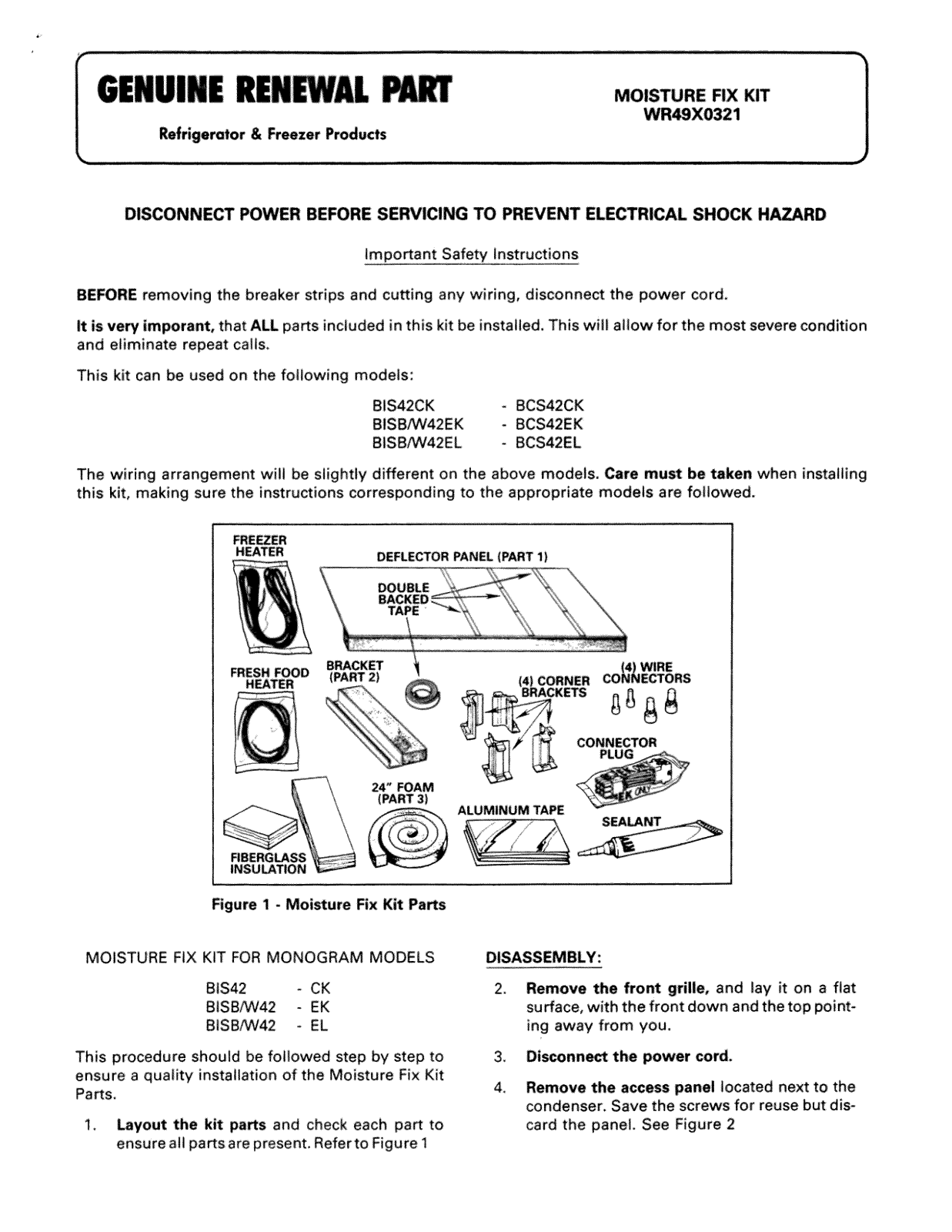 GE BCS42CKB, BCS42CKC, BCS42EKB, BCS42EL-B-C, BCS42ELB Installation Guide