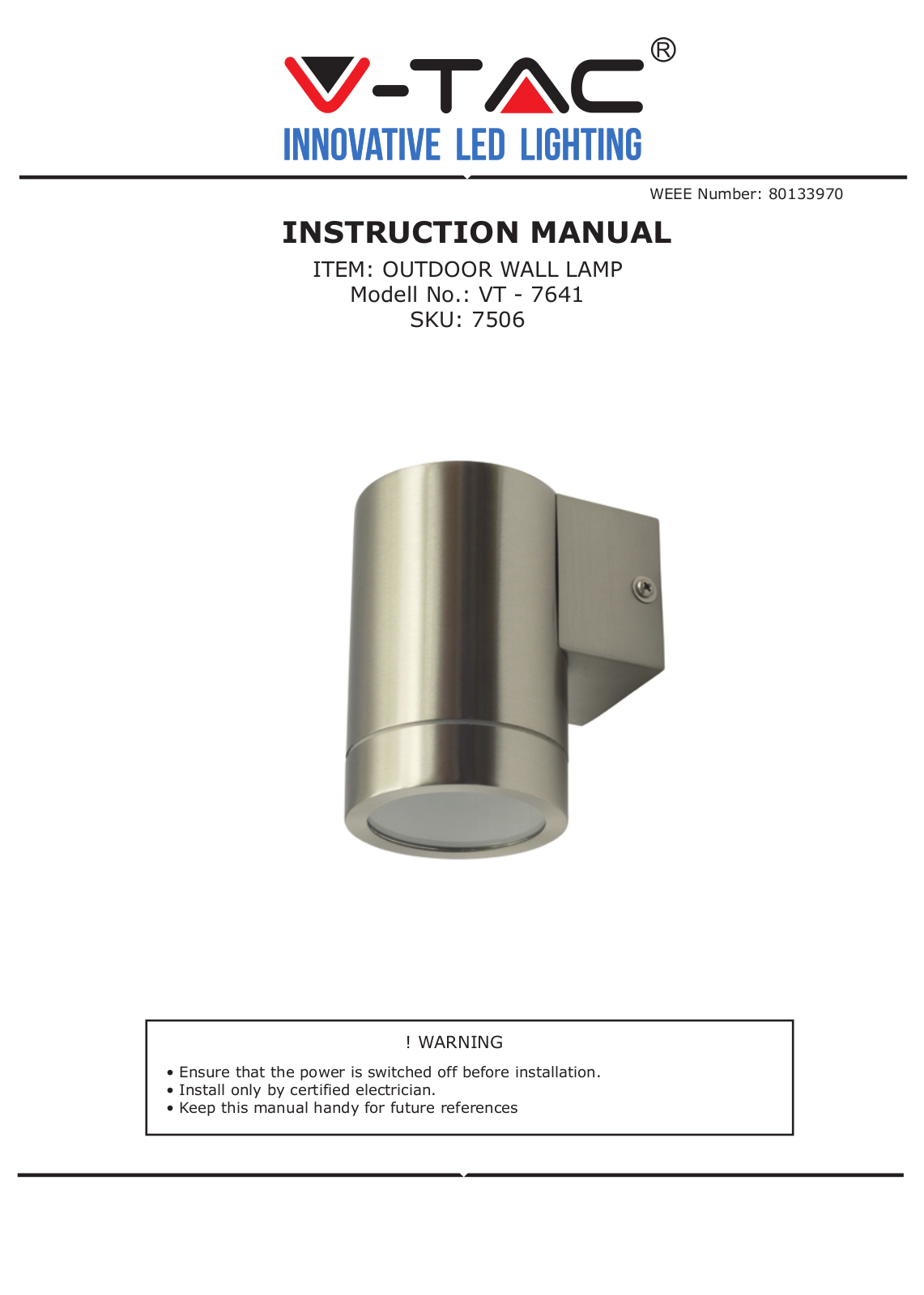 V-TAC VT-7641 User guide