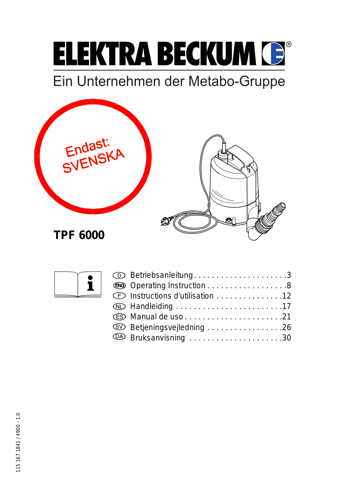ELEKTRA BECKUM TPF 6000 User guide - ManualMachine.com