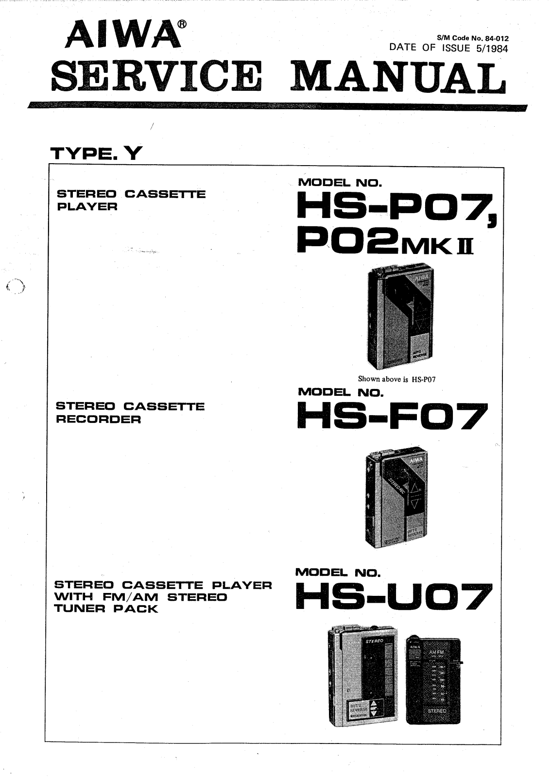 AIWA HSU07, HSP07, HSF07 Service Manual