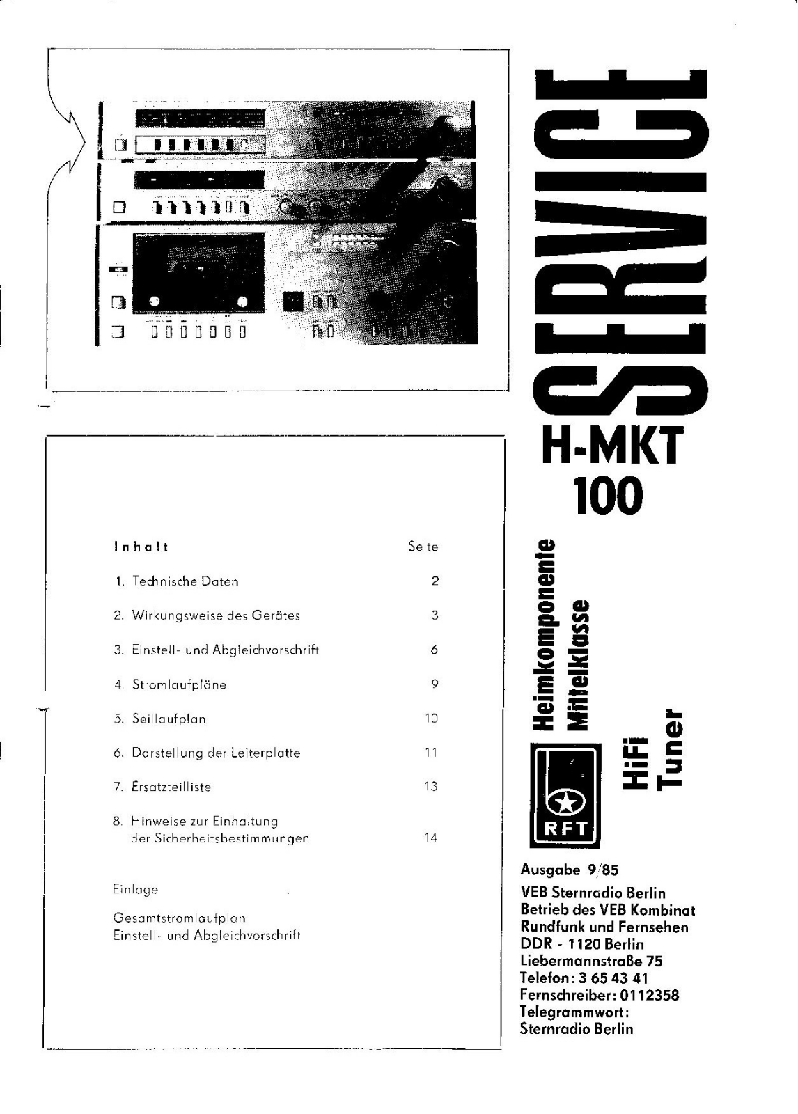 Telefunken HMKT-100 Service manual