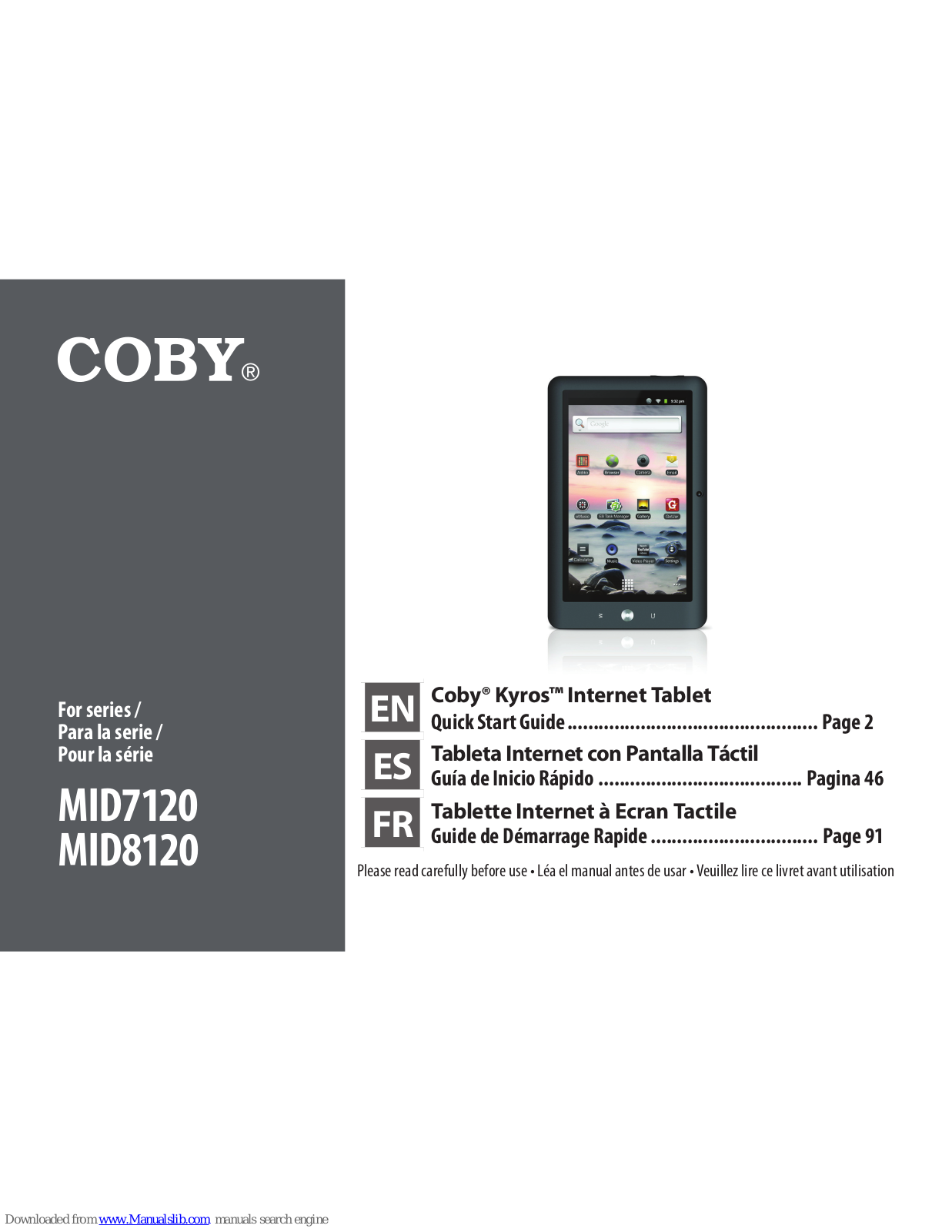 Coby KYROS MID8120, MID7120-4G, KYROS MID7120 Quick Start Manual