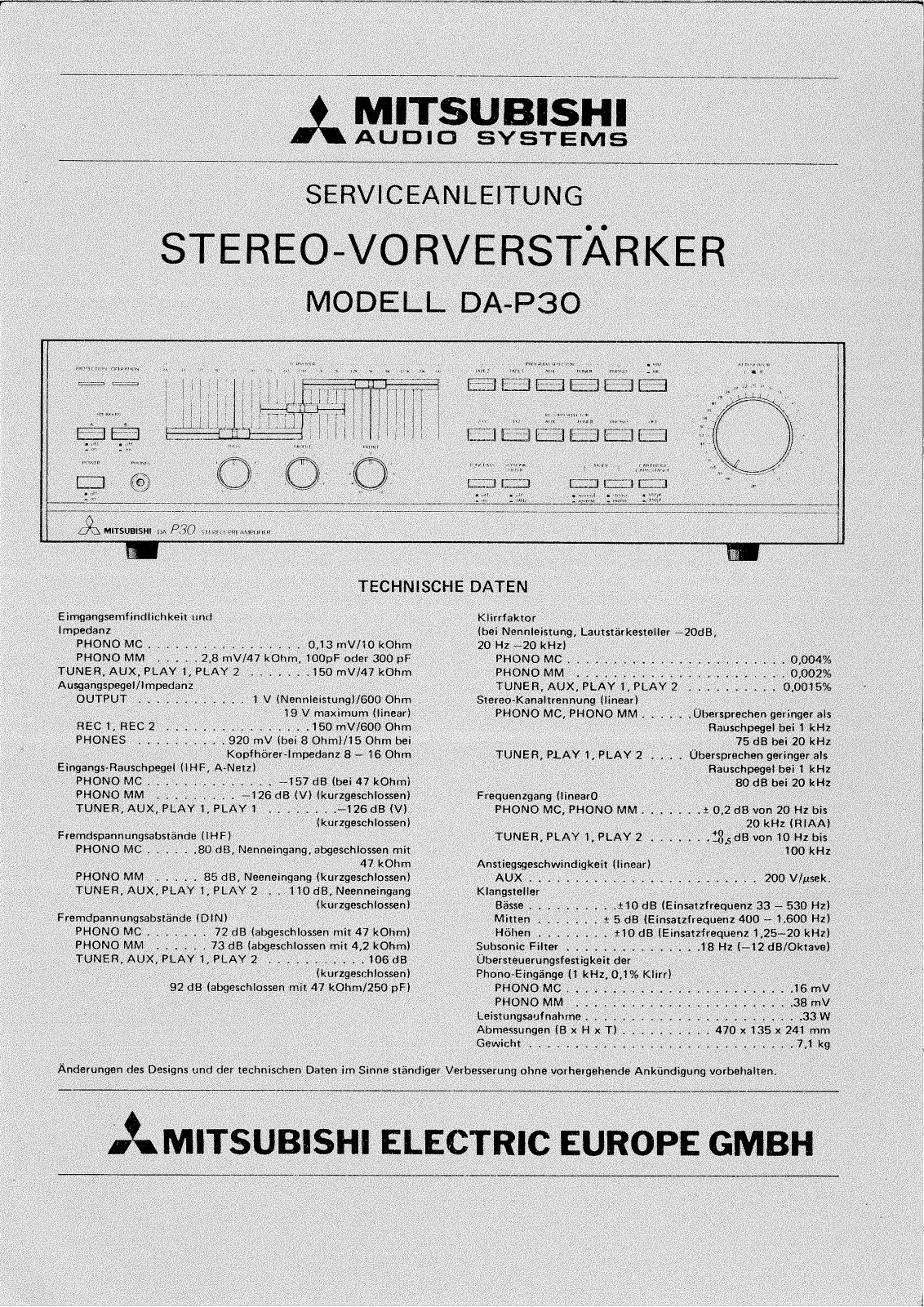 Mitsubishi DAP-30 Service manual