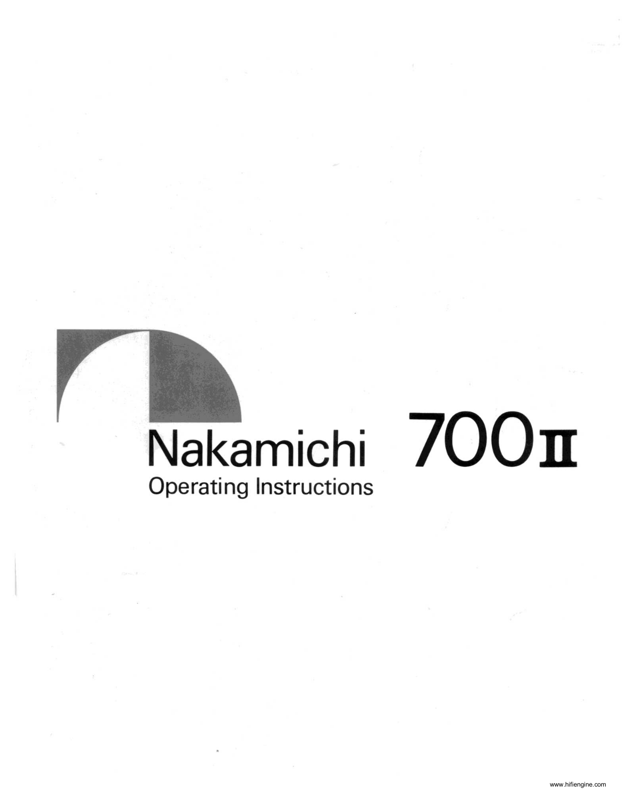 Nakamichi 700-II Owners Manual
