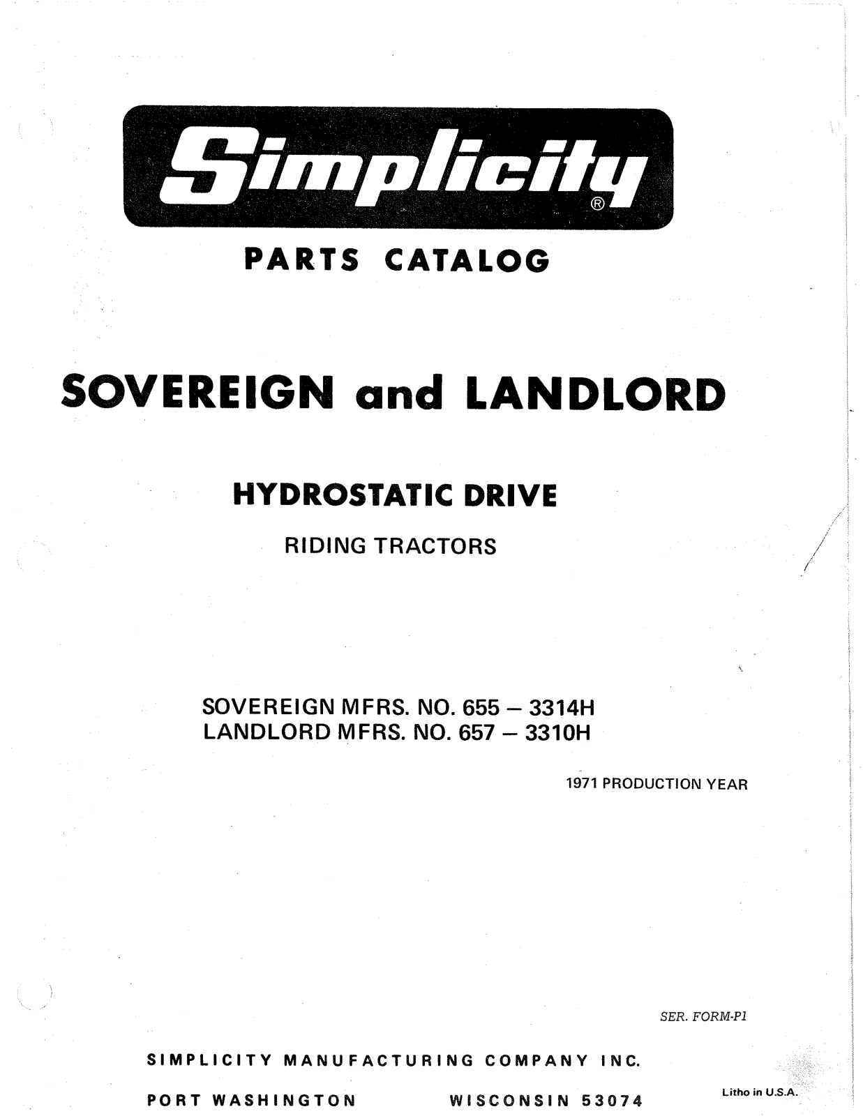 Simplicity 655-3314H, 657-3310H User Manual