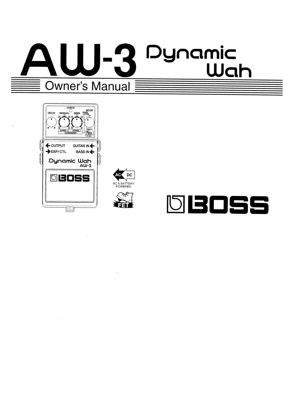 Roland Corporation AW-3 Owner's Manual