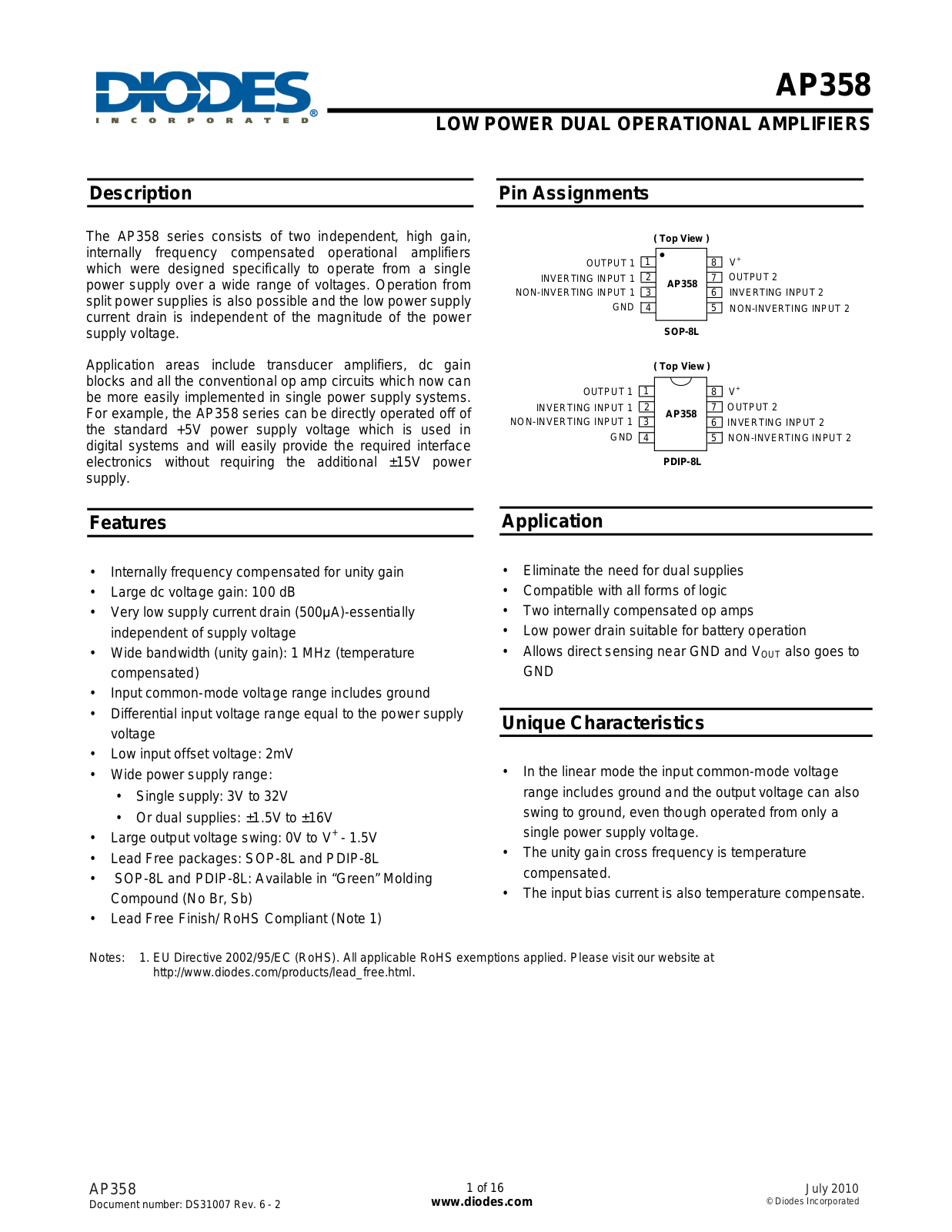 Diodes AP358 User Manual