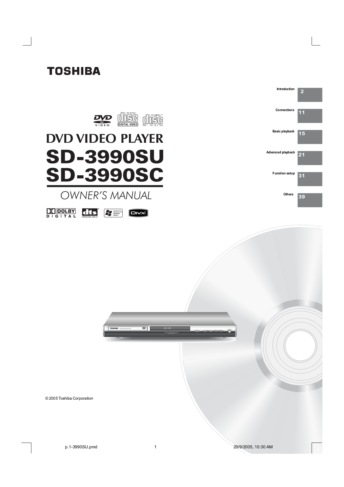 Toshiba SD-3990 Owners manual