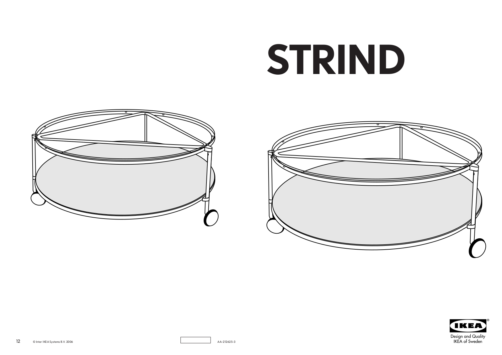 IKEA STRIND COFFEE TABLE 39  ROUND Assembly Instruction