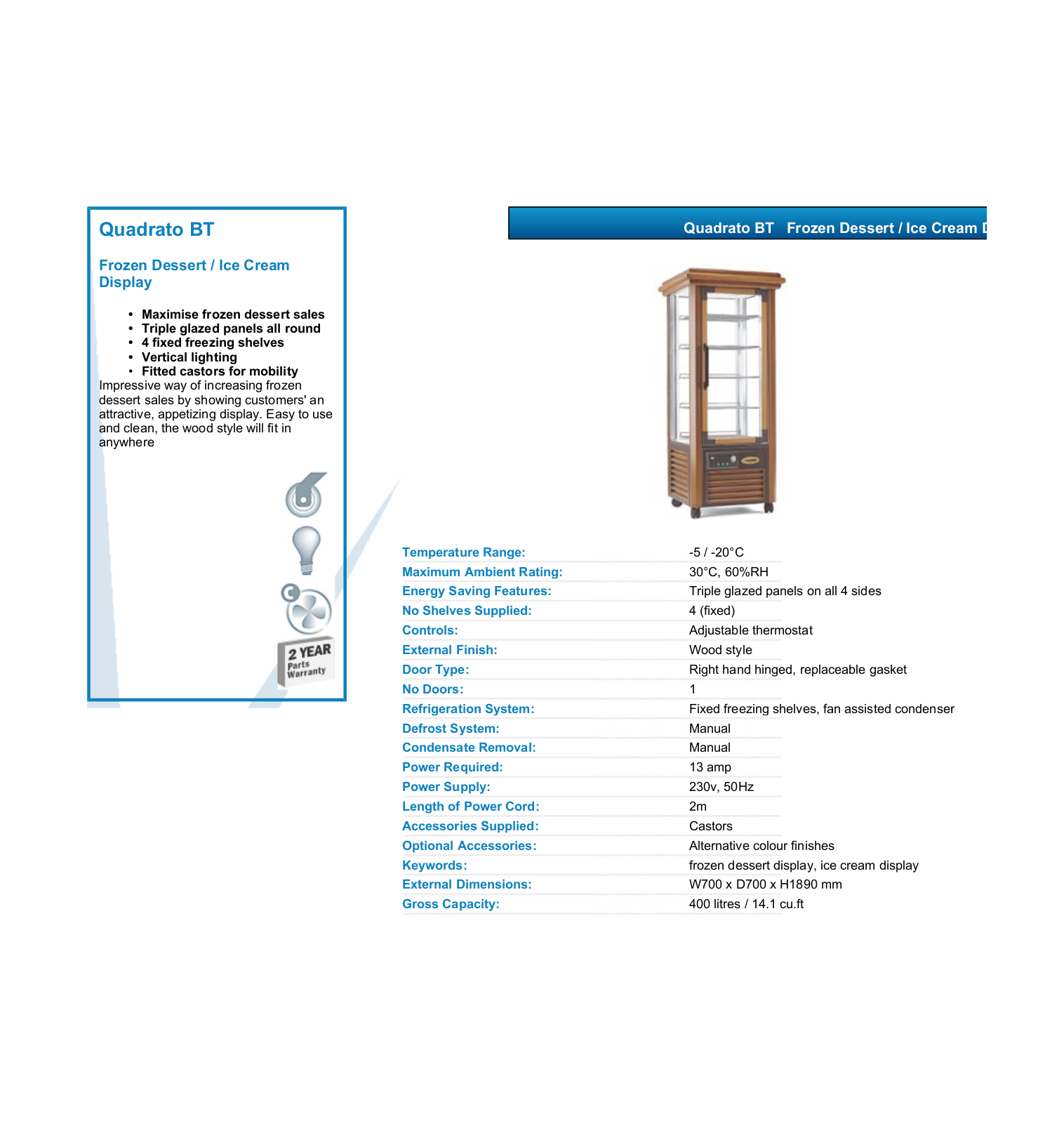 Valera QUADRATO BT DATASHEET