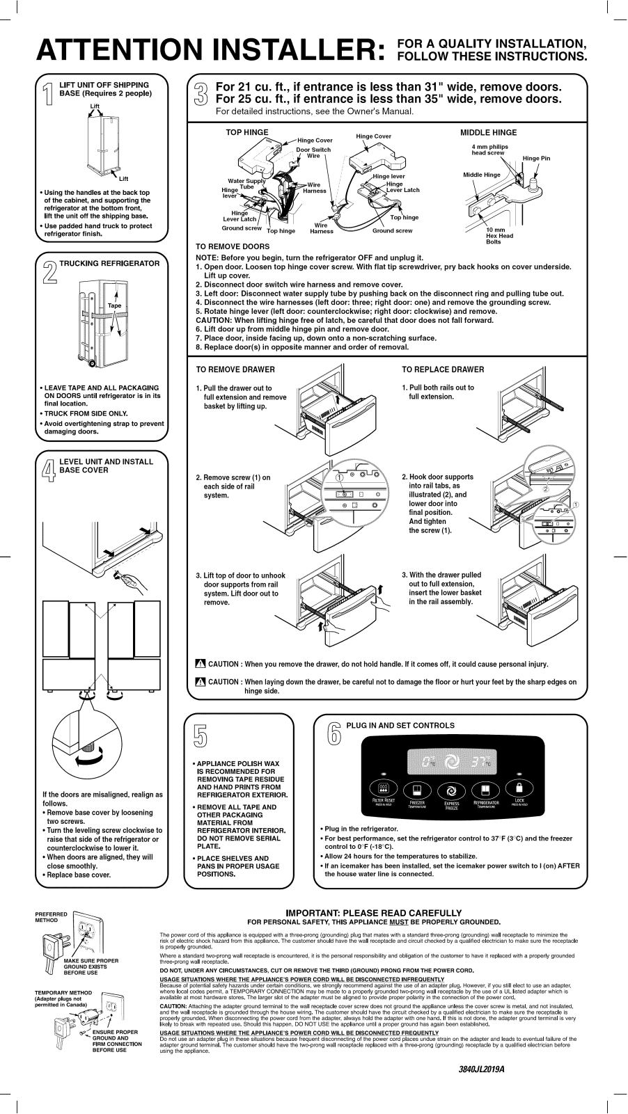 Kenmore Elite 79575553400, 79575554400, 79575546400, 79575549400, 79575199400 Installation Guide - ManualMachine.com