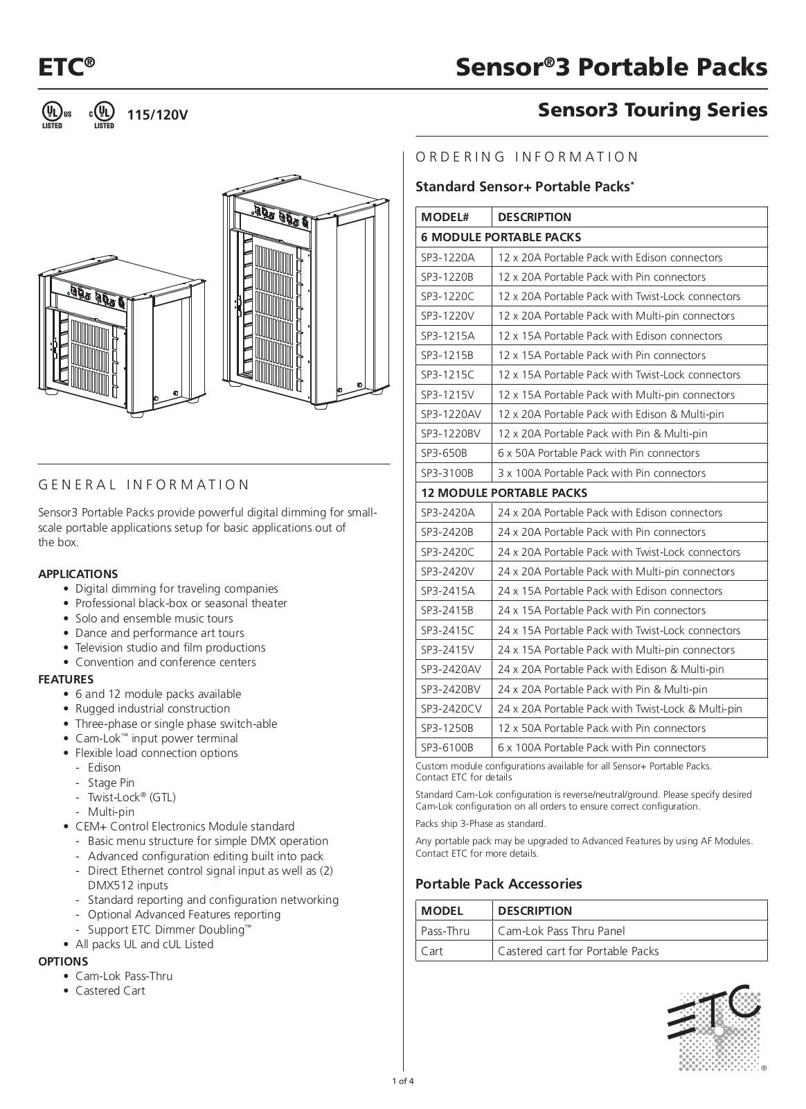 ETC SP3-1220A Specifications