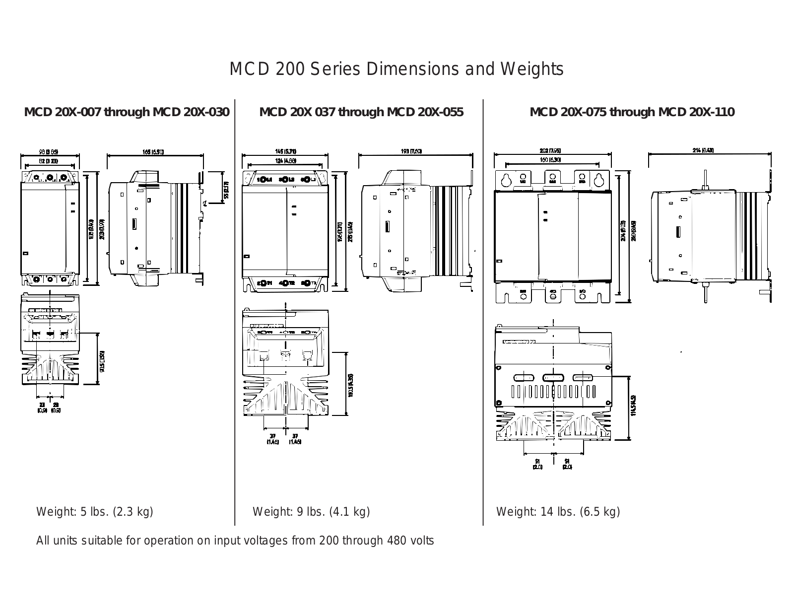 Danfoss Electronics MCD 200 Series Dimensional Sheet