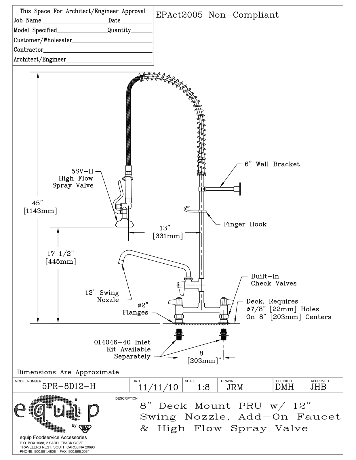 T&S Brass 5PR-8D12-H User Manual