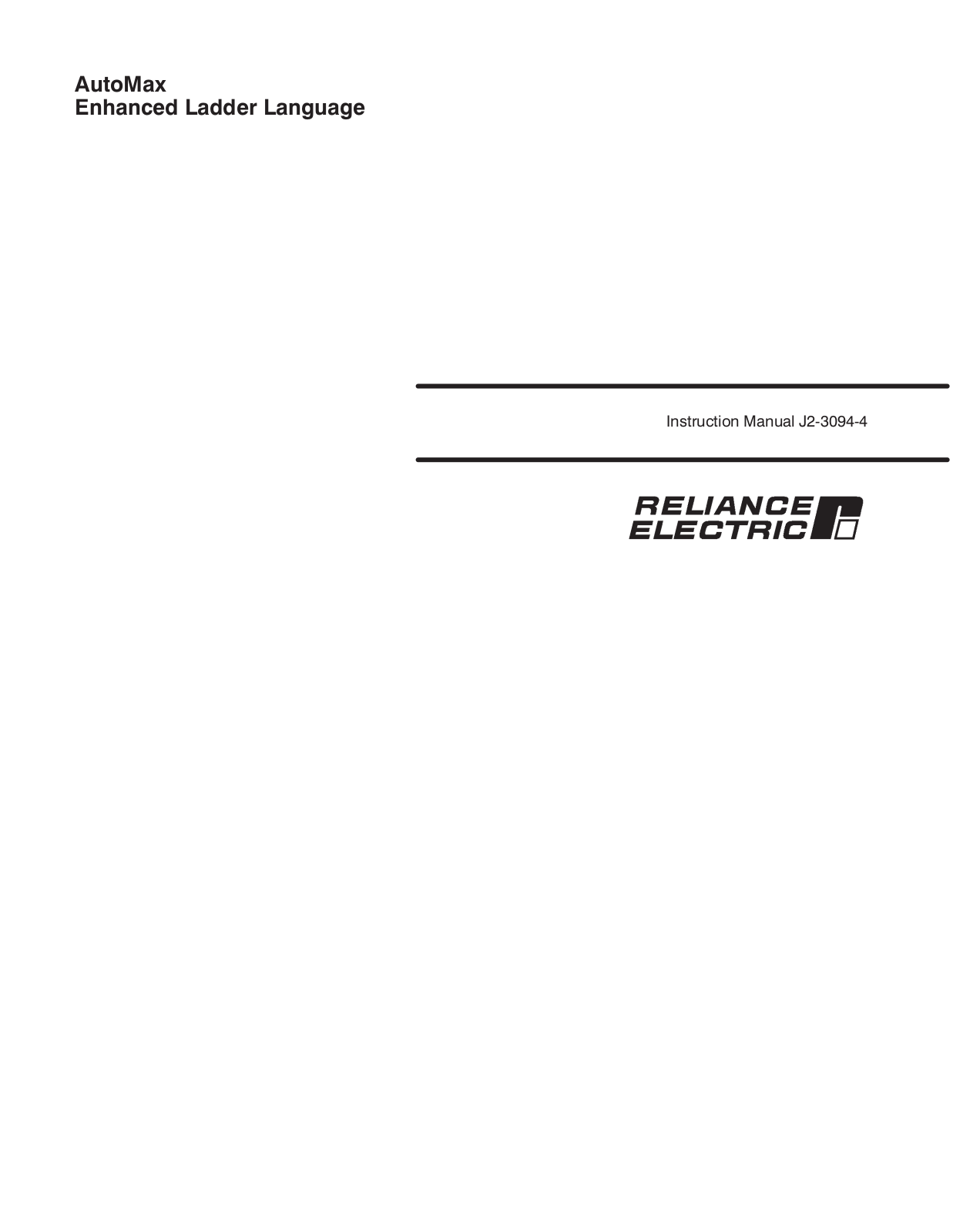 Rockwell Automation AutoMax Enhanced Ladder Language Reference Manual