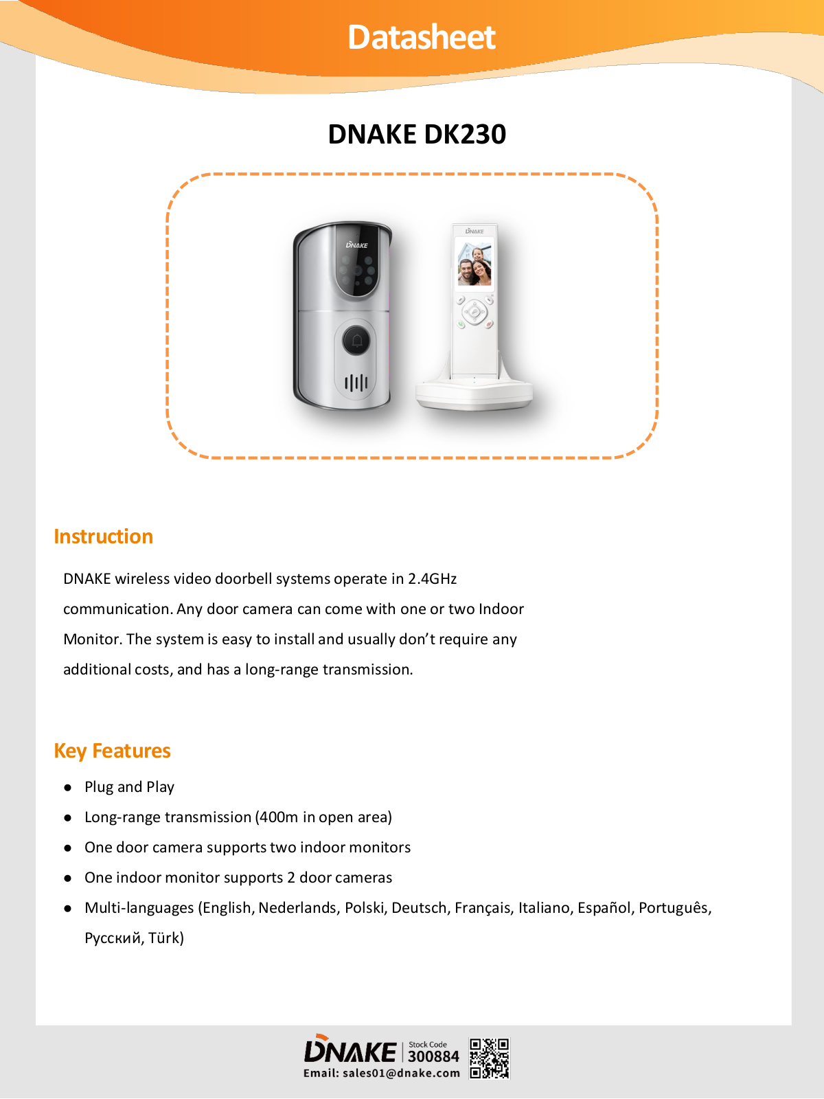 DNAKE DNAKE DK230 Datasheet - ManualMachine.com