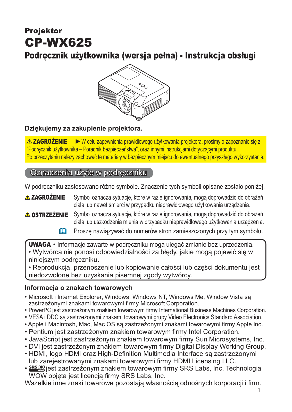 Hitachi CP-WX625W User Manual