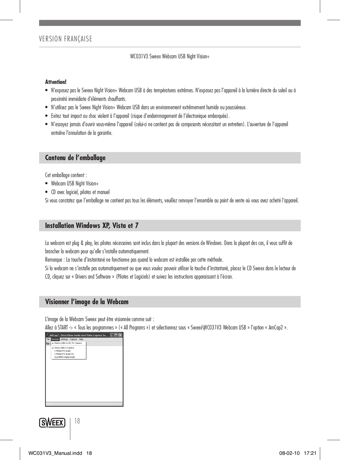 SWEEX WC031V3 User Manual