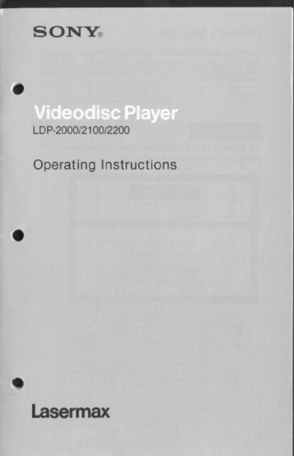 Sony LDP-2000, LDP-2100, LDP-2200 User Guide