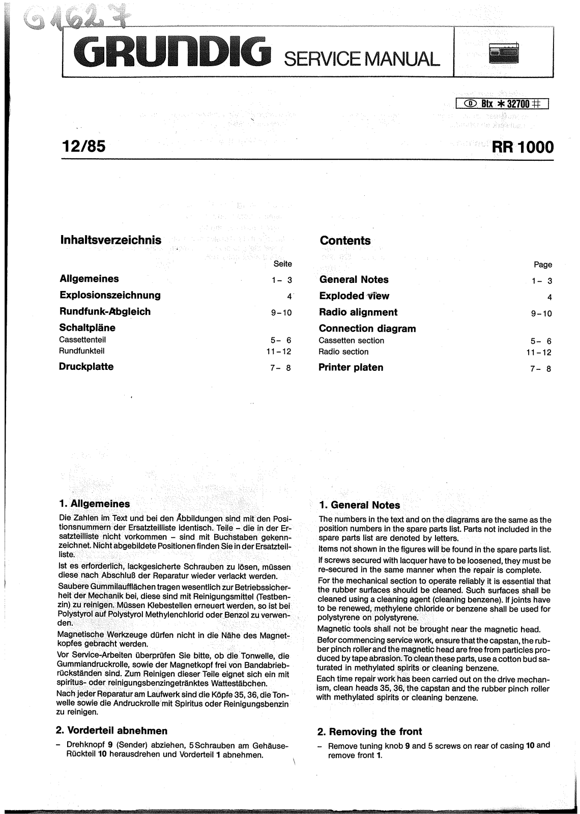 Grundig RR-1000 Schematic