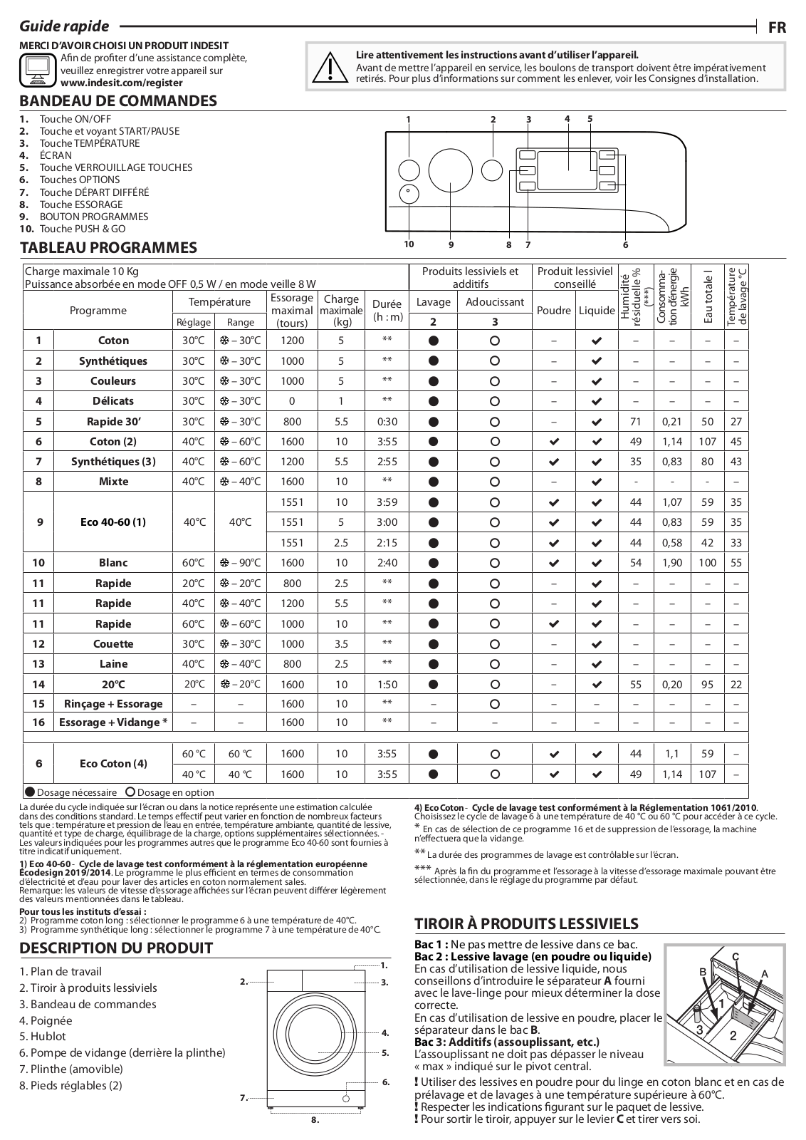 INDESIT BWEBE 101683X WK N Daily Reference Guide