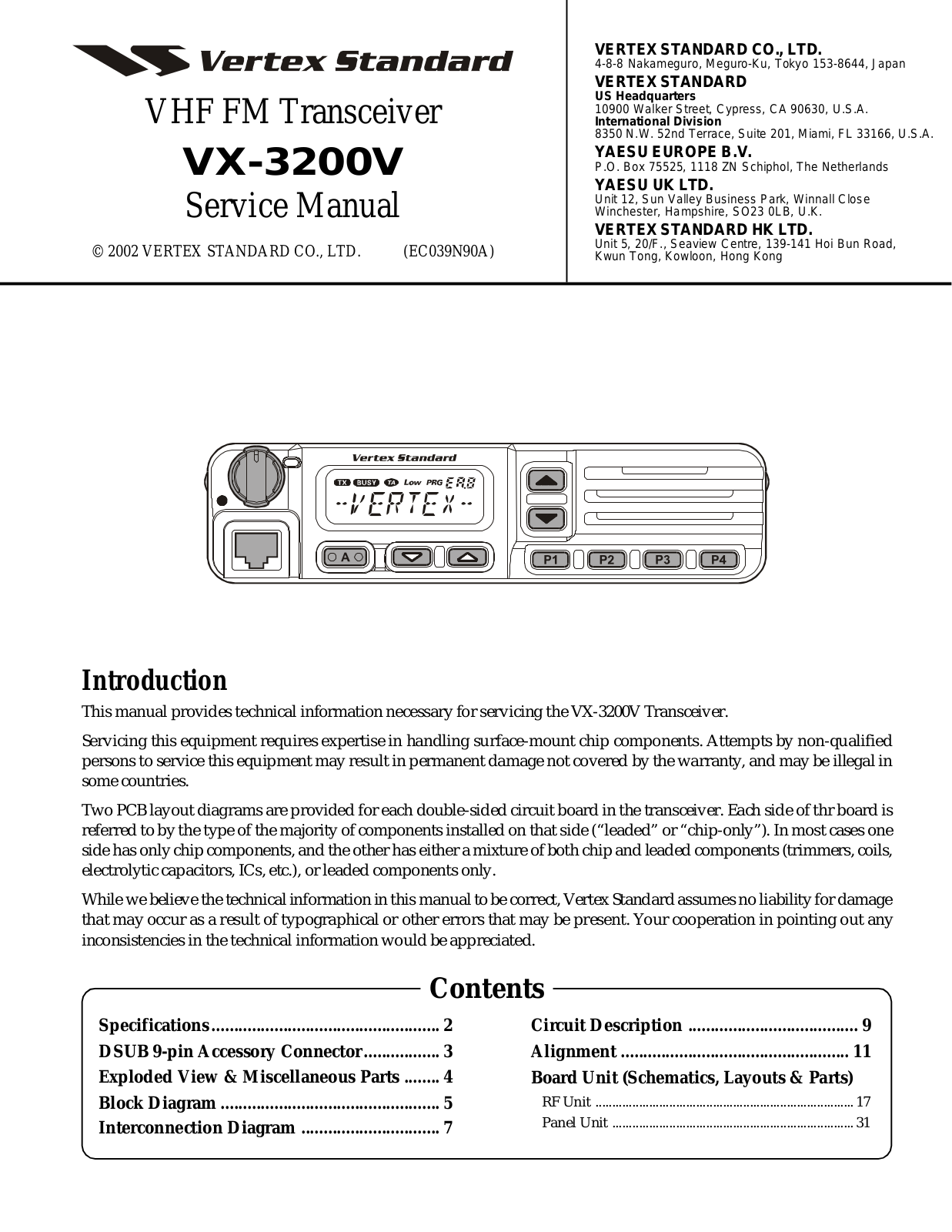 Vertex Standard VX-3200V User Manual