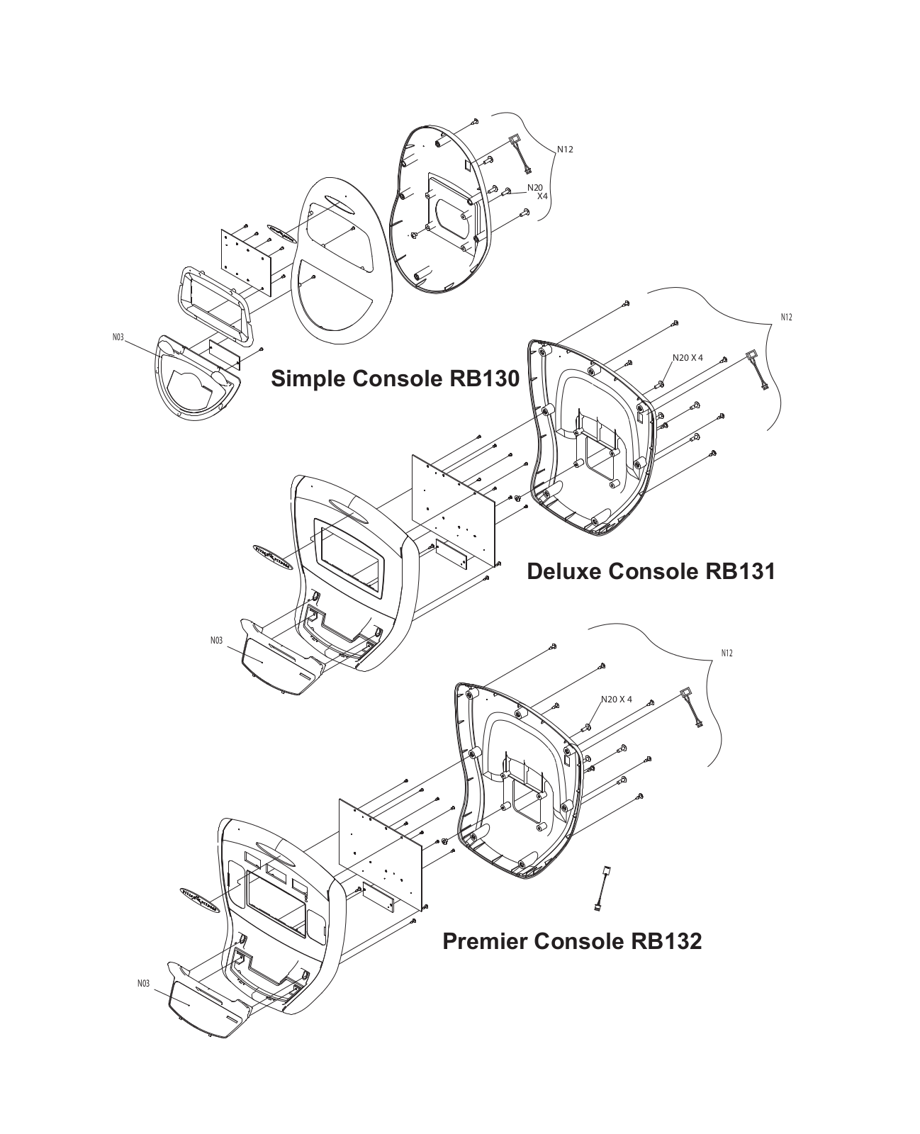 Horizon Fitness R2050, RB132, RB130, RB134, RB131 Exploded Diagram