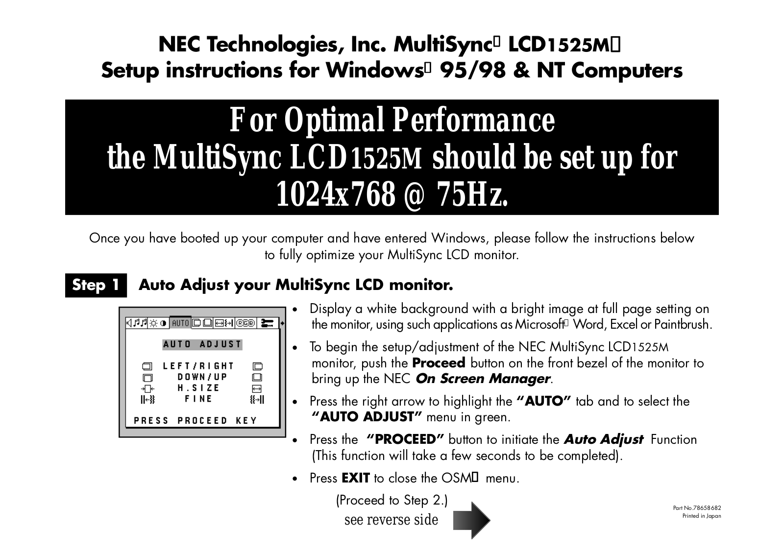 Nec MULTISYNC LCD1525M User Guide