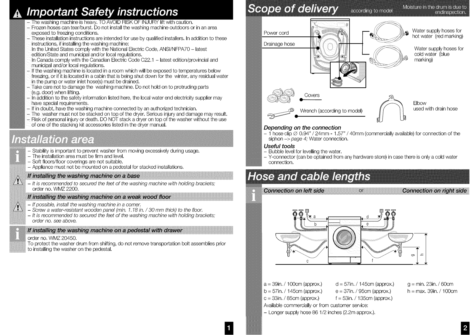 Bosch WAE20060UC/18, WAE20060UC/01 Installation Guide
