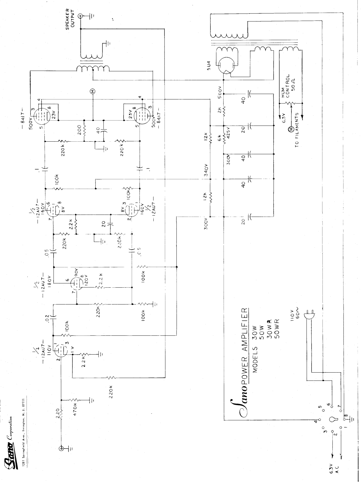 Sano 30 50w, 30wrt, 30 50wr, 50 wrt schematic