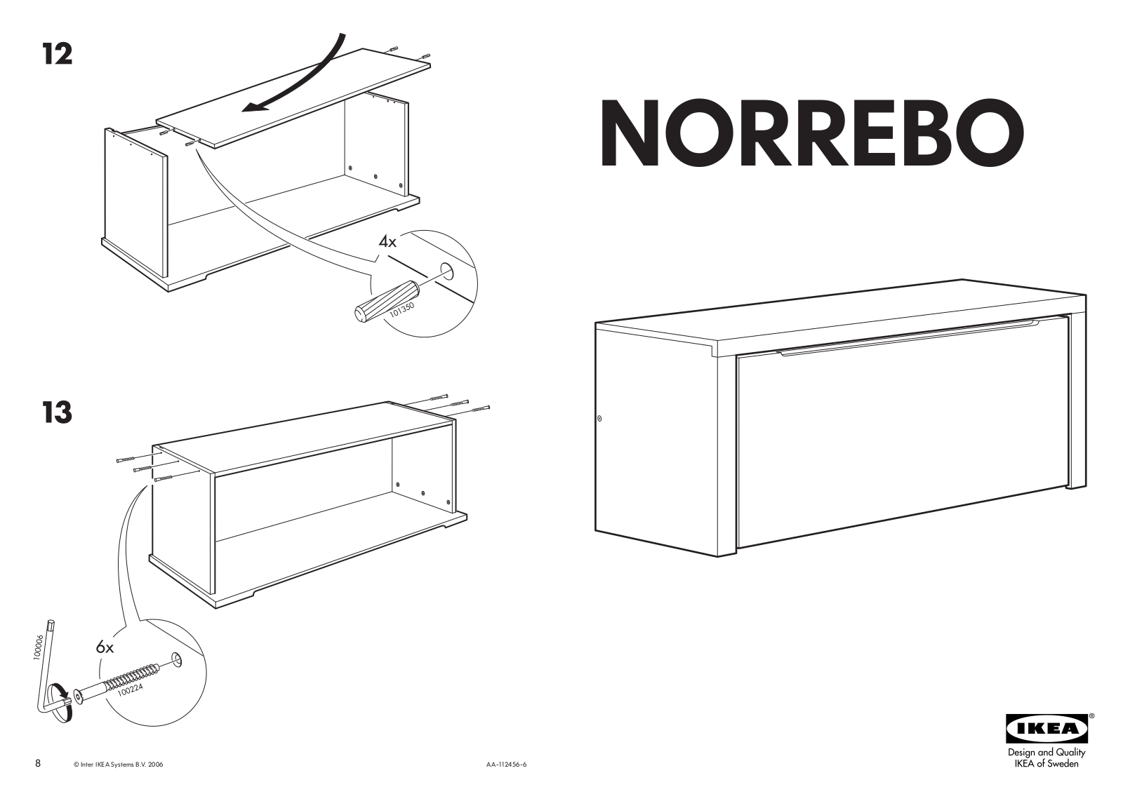 IKEA NORREBO STORAGE BENCH 44X17 Assembly Instruction
