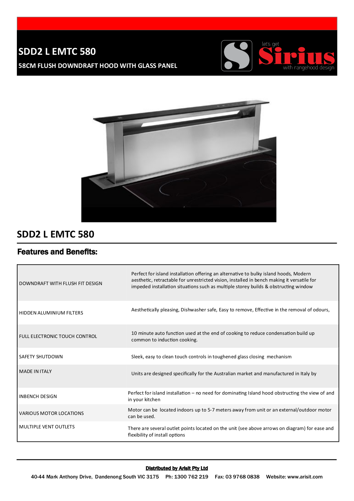 Sirius SDD2LEMTC580 Specifications Sheet - ManualMachine.com