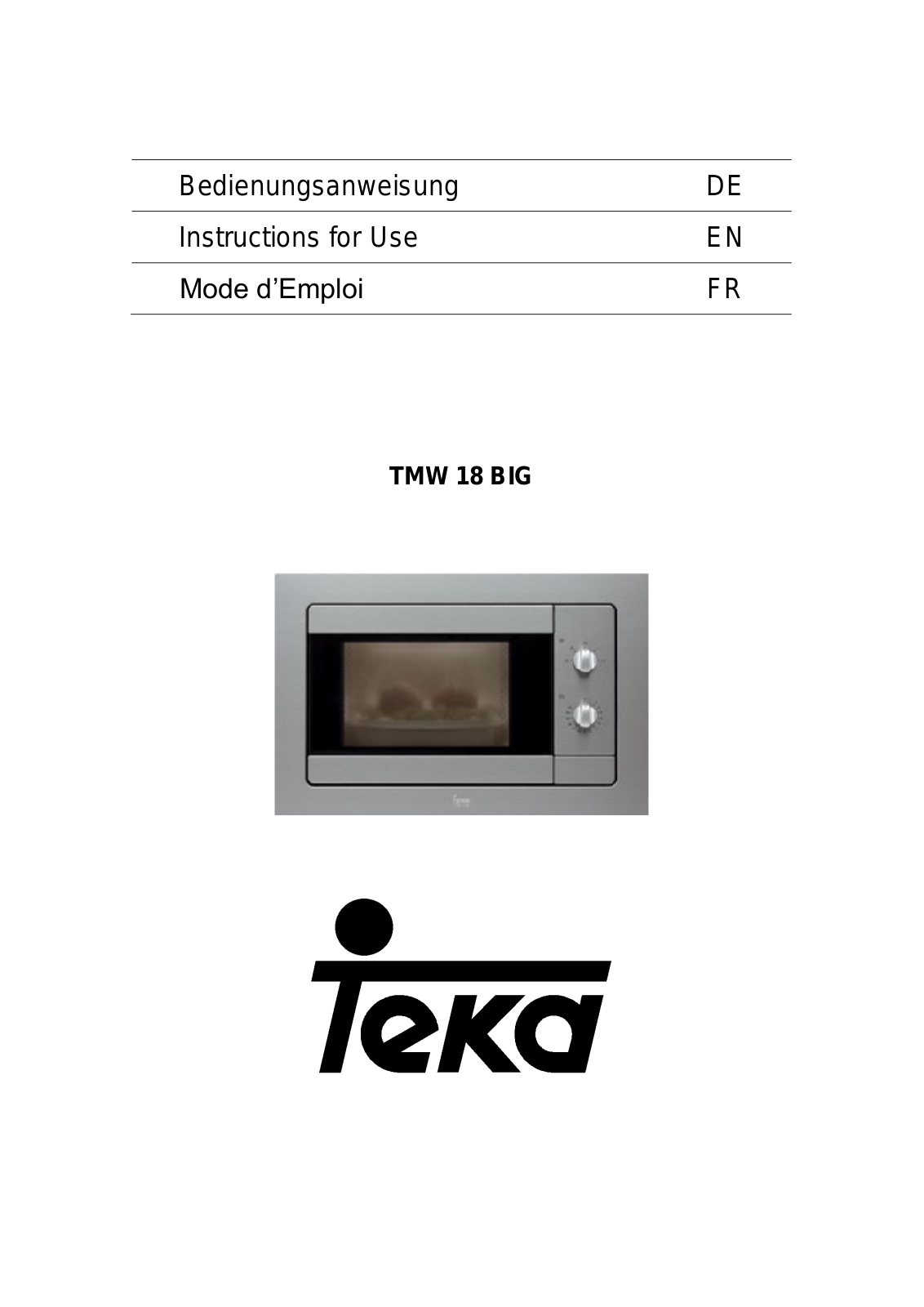 Teka TMW 18 BIG User Manual