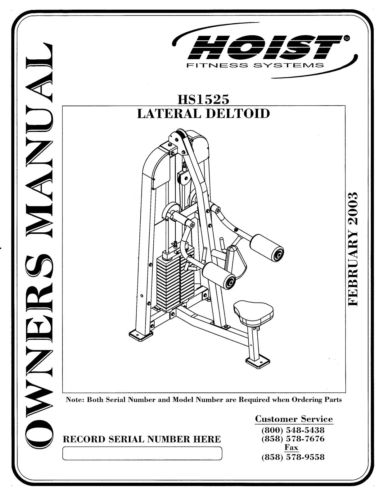 Hoist Fitness HS1525 User Manual