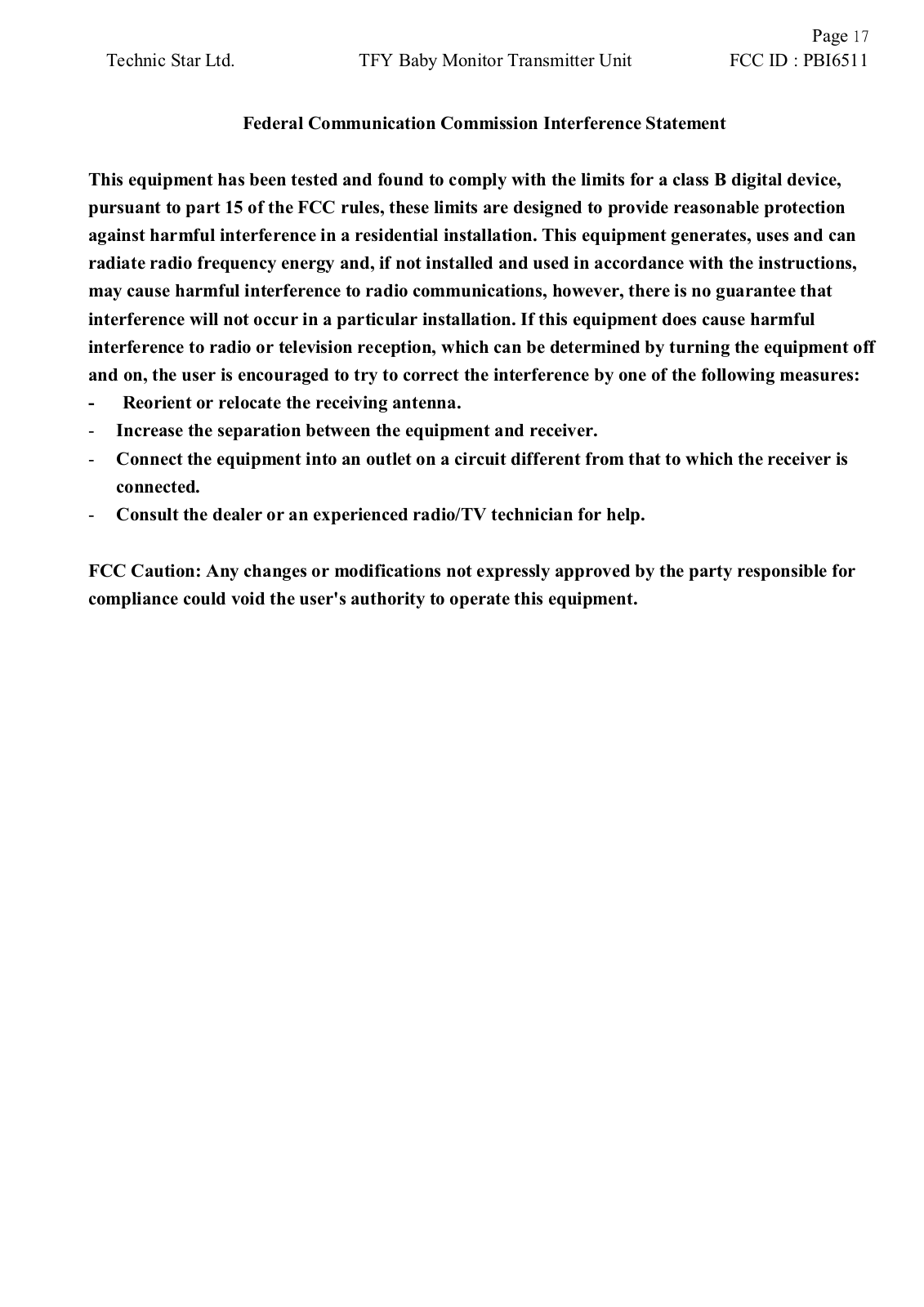Technic Star 6511 User Manual - ManualMachine.com