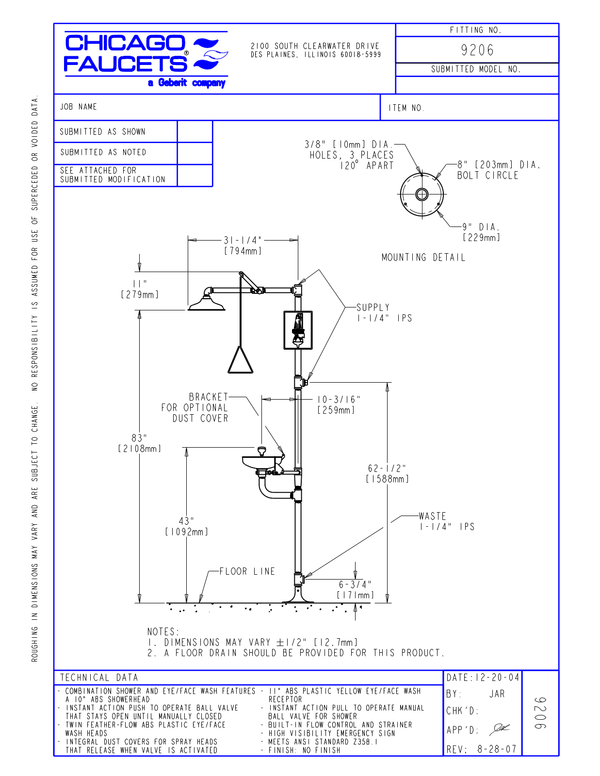 Chicago Faucet 9206-NF User Manual