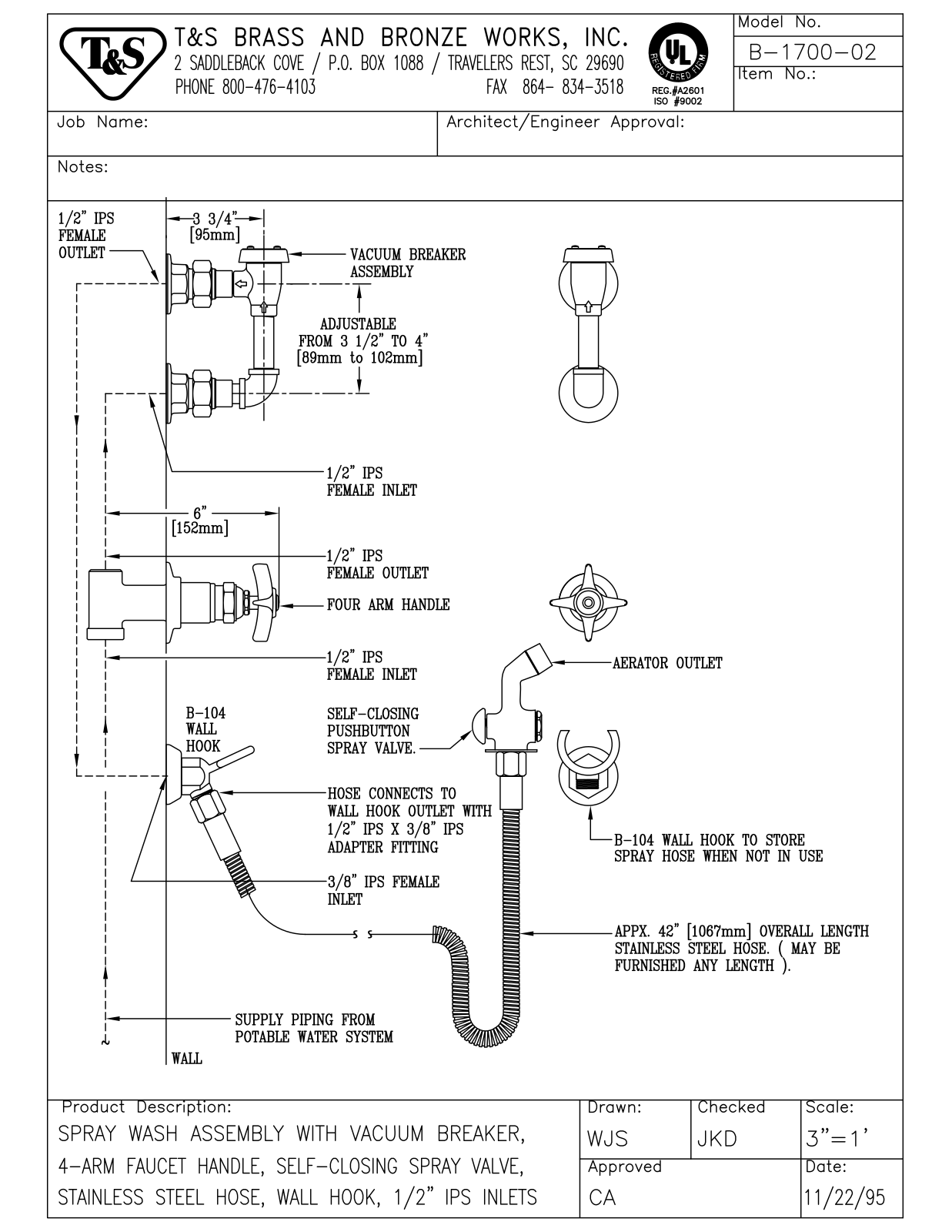 T&S Brass B-1700-02 User Manual