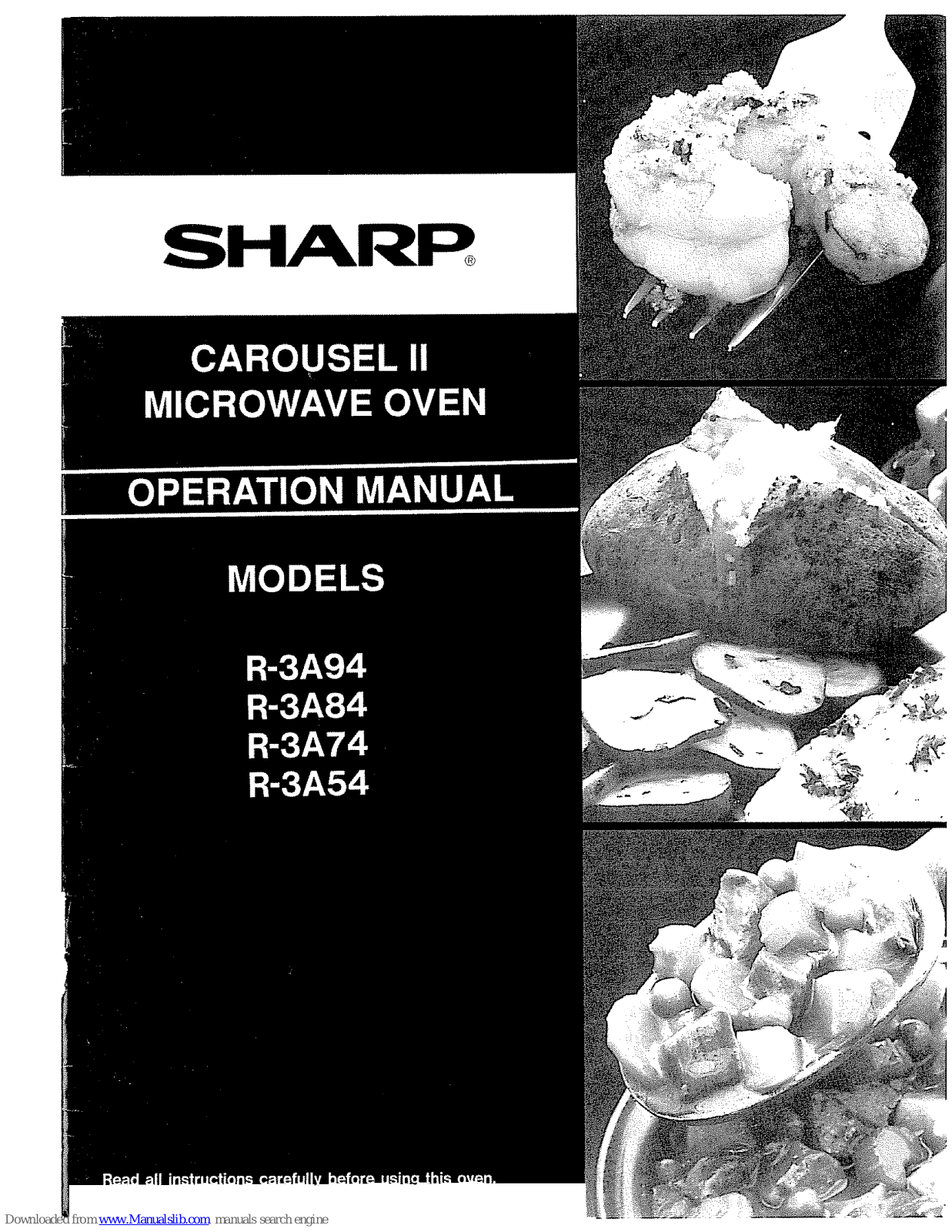 Sharp Carousel II R-3A84, Carousel II R-3A74, Carousel II R-3A94, Carousel II R-3A54 Operation Manual - ManualMachine.com