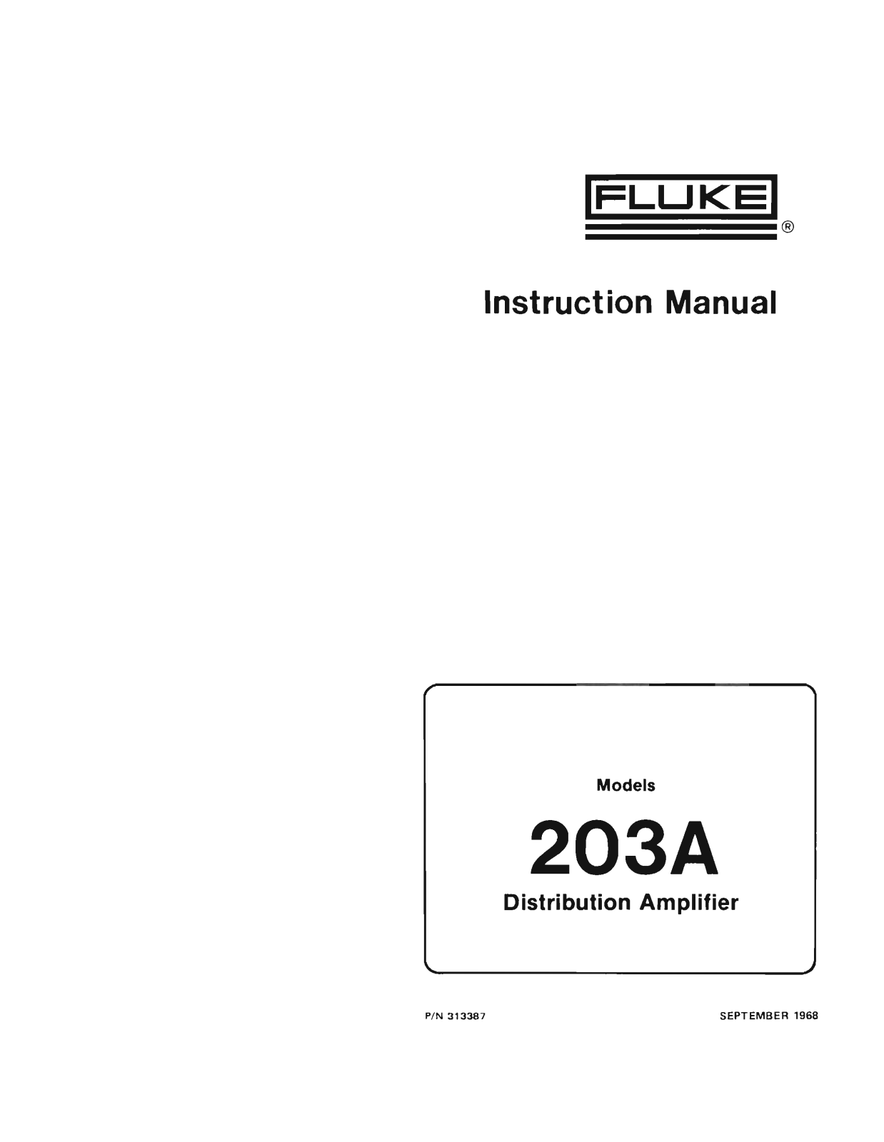 Fluke 203A Service manual