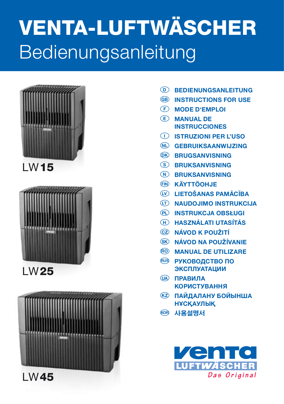 Venta LW45, LW25, LW15 User Manual