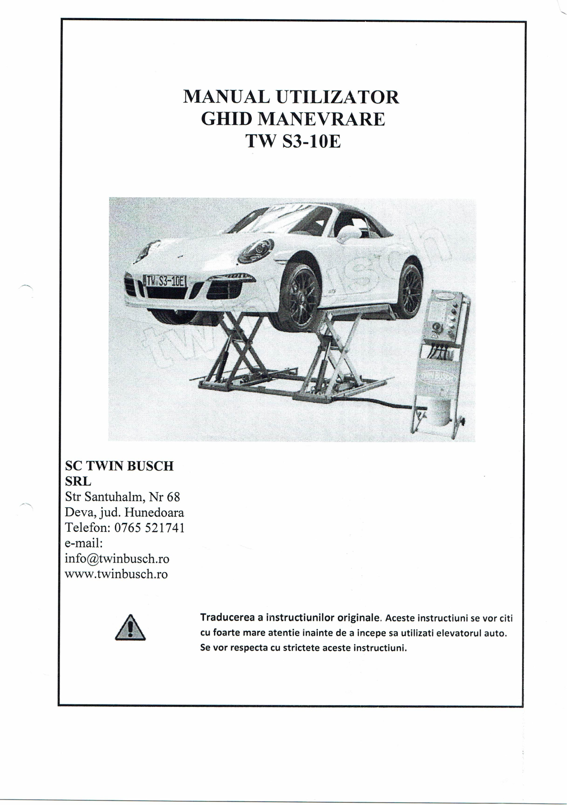 TWIN BUSCH TW S3-10E User Manual