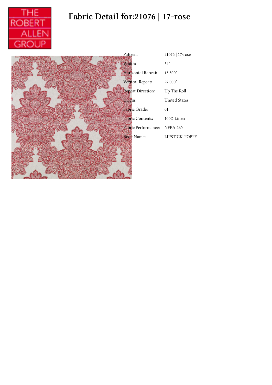 Duralee CRAL5017 Specifications - ManualMachine.com
