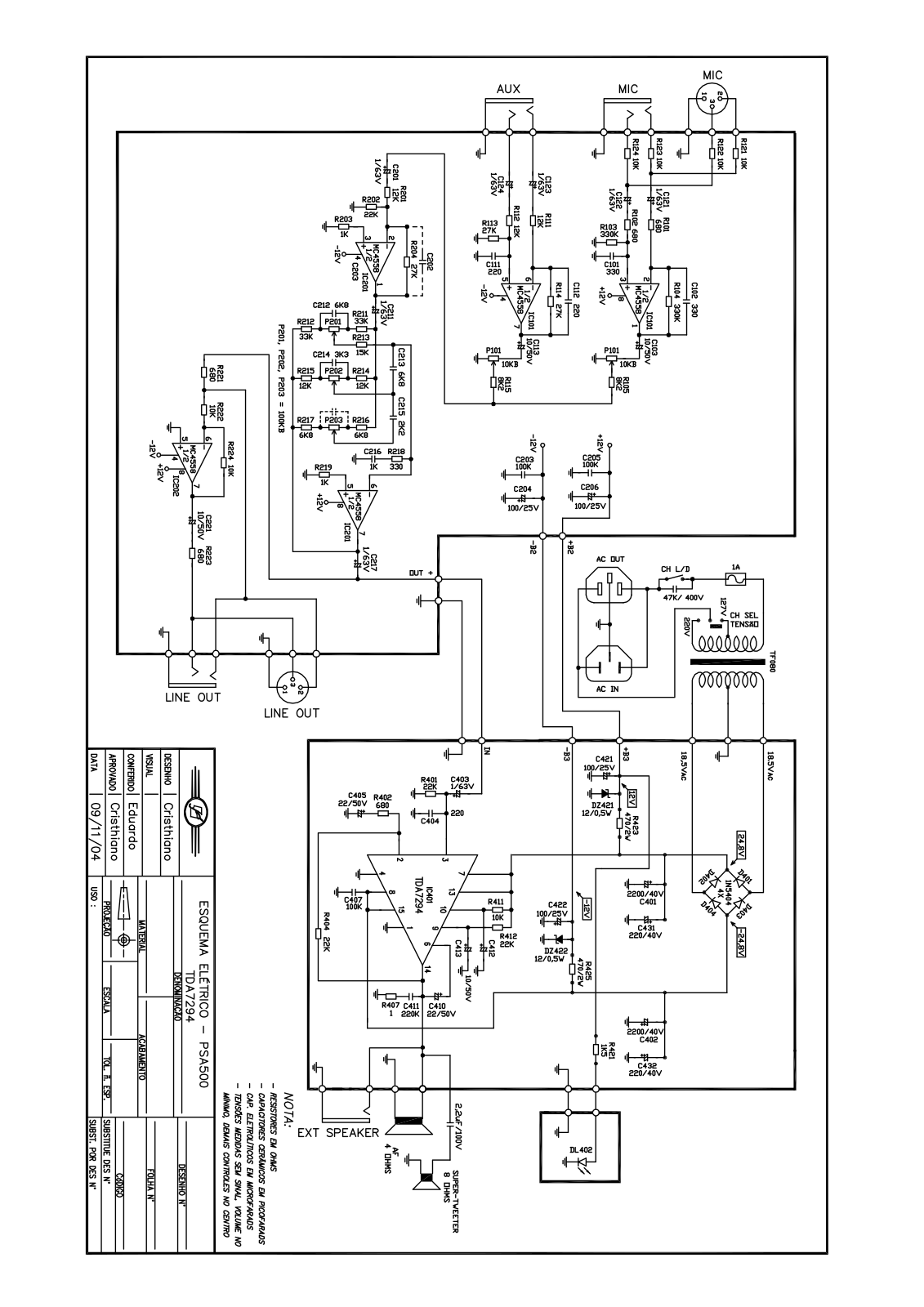 FRAHM PSA 500 Schematic