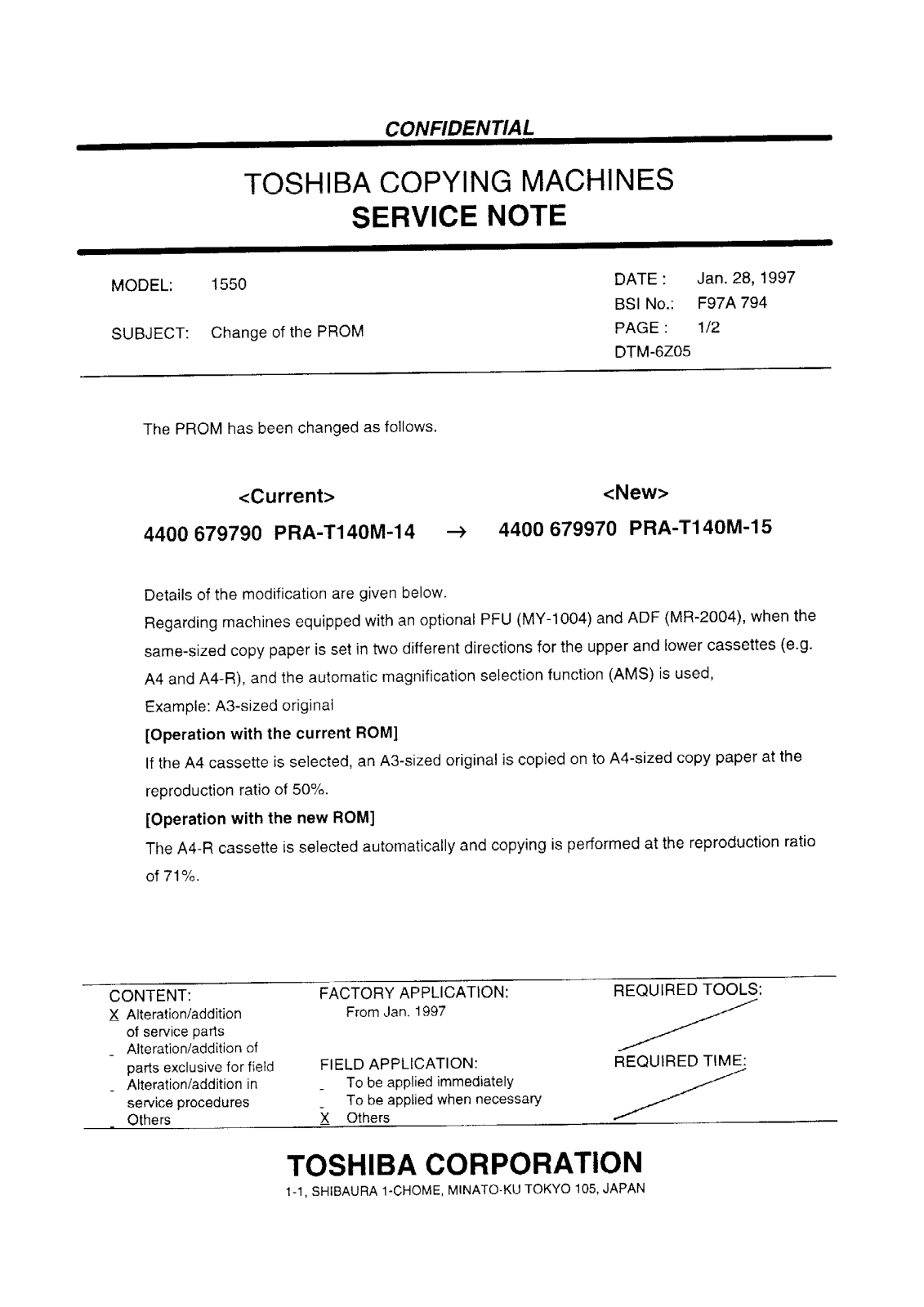 Toshiba f97a794 Service Note