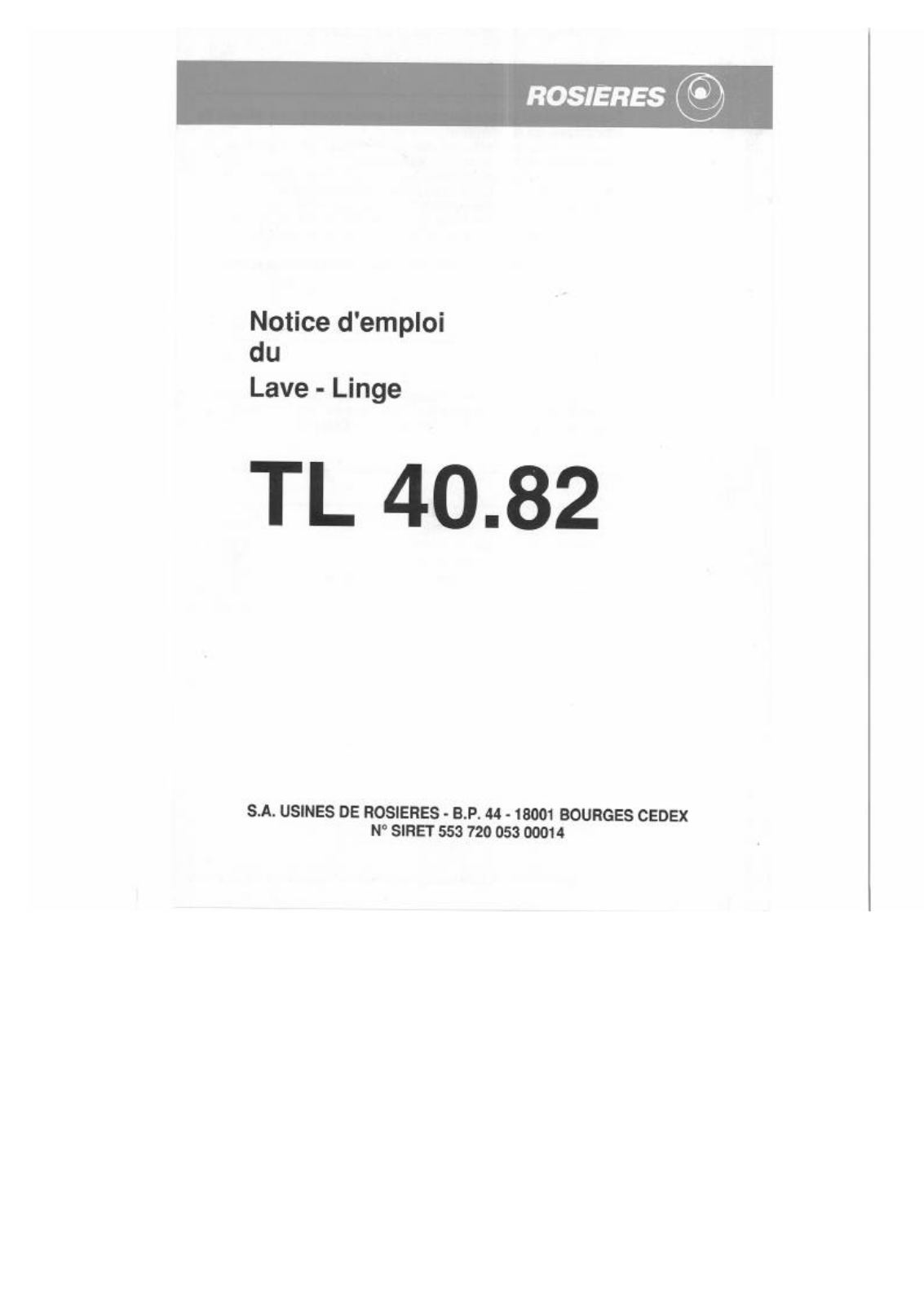 Rosieres TL 40.82 User Manual