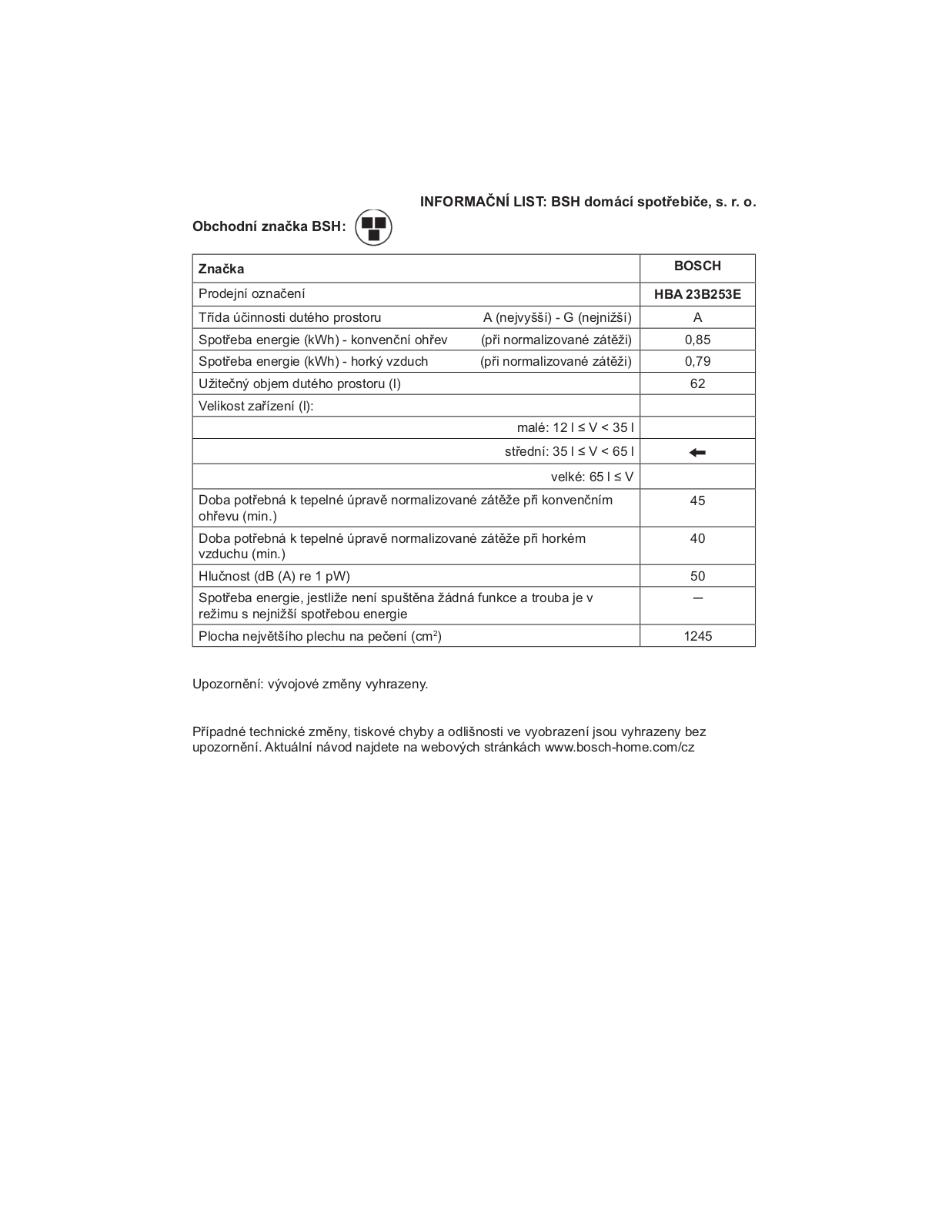 Bosch HBA23B253E User Manual