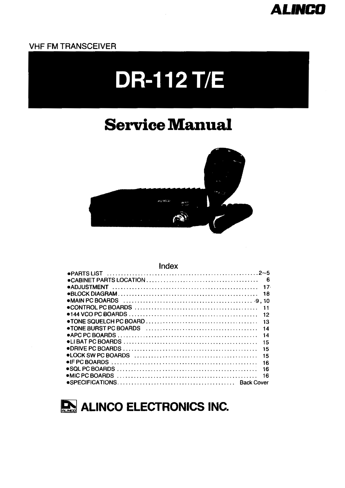 Alinco DR-112T, DR-112E User Manual